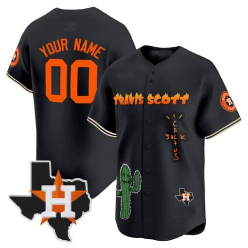 Custom Houston Astros Cactus Jack Patch Vapor Premier Limited Jersey V9 ¨C Black JEROMEN