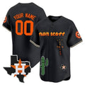 Custom Houston Astros Cactus Jack Patch Vapor Premier Limited Jersey V9 ¨C Black JEROMEN