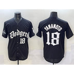 Los Angeles Dodgers #18 Yoshinobu Yamamoto Black JEROMEN 2025 LA Gothic Style With 2024 World Series Champions Patch Vapor Premier Limited Stitched Jersey