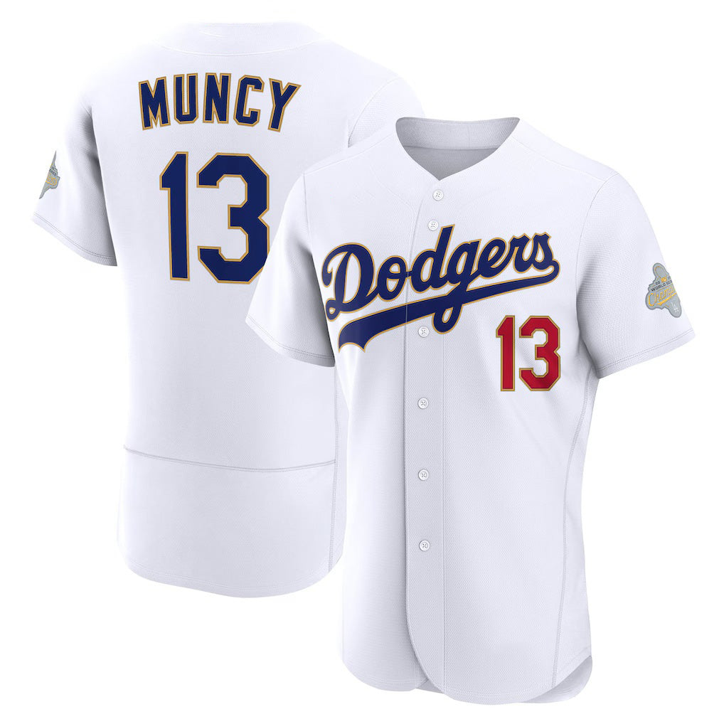 Los Angeles Dodgers #13 Max Muncy White JEROMEN 2026 Gold Collection Authentic Jersey