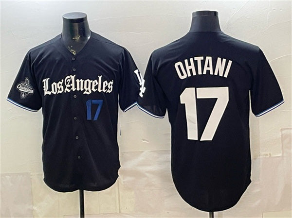 Los Angeles Dodgers #17 Shohei Ohtani Black JEROMEN 2025 World Series Champions Patch 'Gothic Edition' Vapor Premier Limited Stitched Jersey