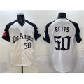 Los Angeles Dodgers #50 Mookie Betts White Black JEROMEN Mexico 2025 LA Gothic Style With Fernando Patch Vapor Premier Limited Stitched Jersey