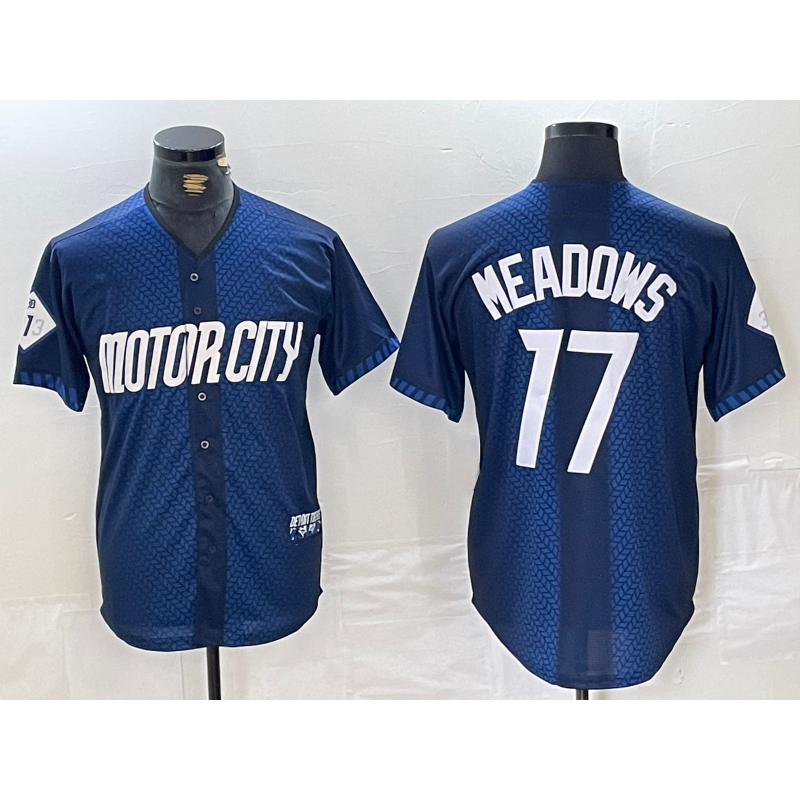 Detroit Tigers #17 Parker Meadows Navy JEROMEN 2024 City Connect Cool Base Limited Stitched Jersey