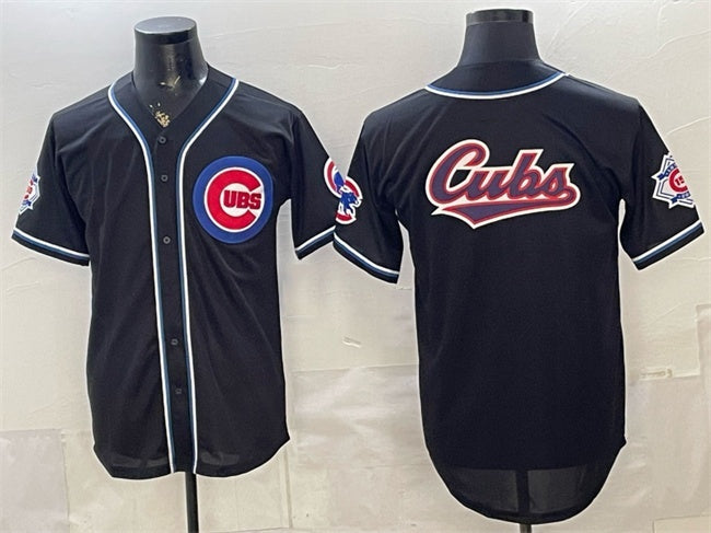 Chicago Cubs Team Big Logo 2026 Fashion Replica Black JEROMEN Out Stitched Jersey