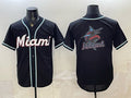 Miami Marlins Team Big Logo 2026 Fashion Replica Black JEROMEN Out Stitched Jersey