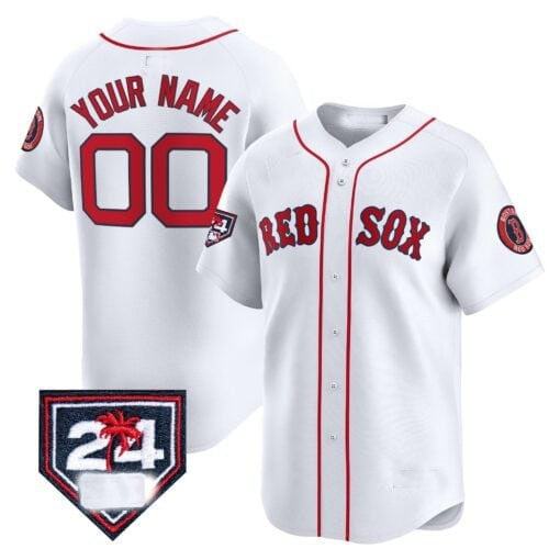 Custom Boston Red Sox 2024 Spring Training Patch Vapor Premier Limited Jersey ¨C White JEROMEN