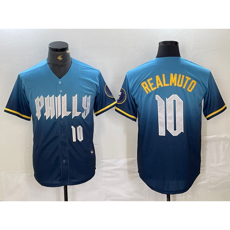 Philadelphia Phillies #10 JT Realmuto Number Blue JEROMEN 2024 City Connect Limited Stitched Jersey 2