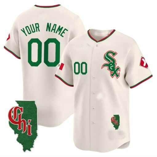 Custom Chicago White Sox Mexico Vapor Premier Limited Jersey ¨C Illinois Patch ¨C Cream JEROMEN