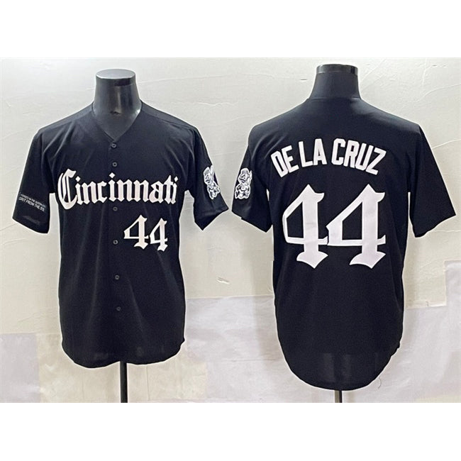 Cincinnati Reds #44 Elly De La Cruz Black JEROMEN 'Gothic Queen City Edition' Vapor Premier Limited Stitched Jersey