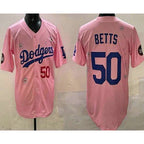 Los Angeles Dodgers #50 Mookie Betts Pink JEROMEN 2025 Tokyo Series Limited Jersey