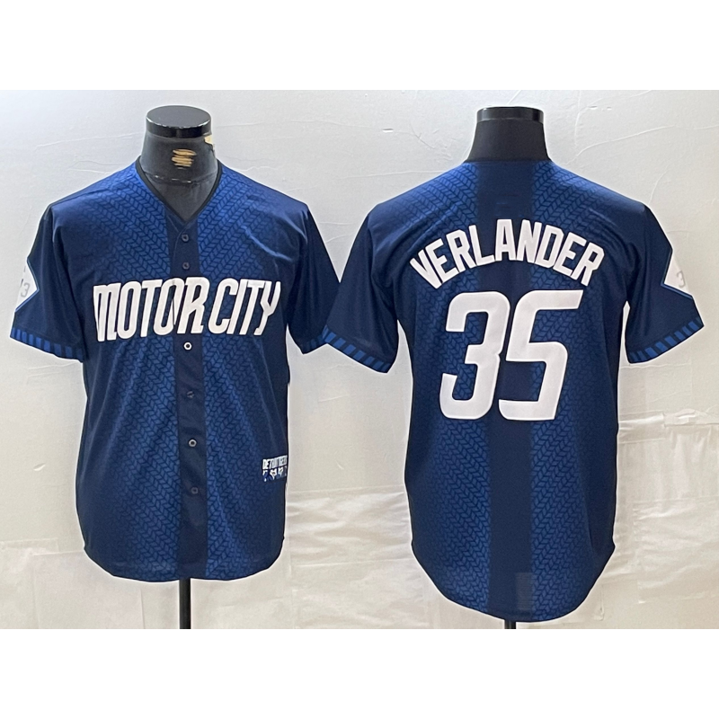 Detroit Tigers #35 Justin Verlander Navy JEROMEN 2024 City Connect Cool Base Limited Stitched Jersey