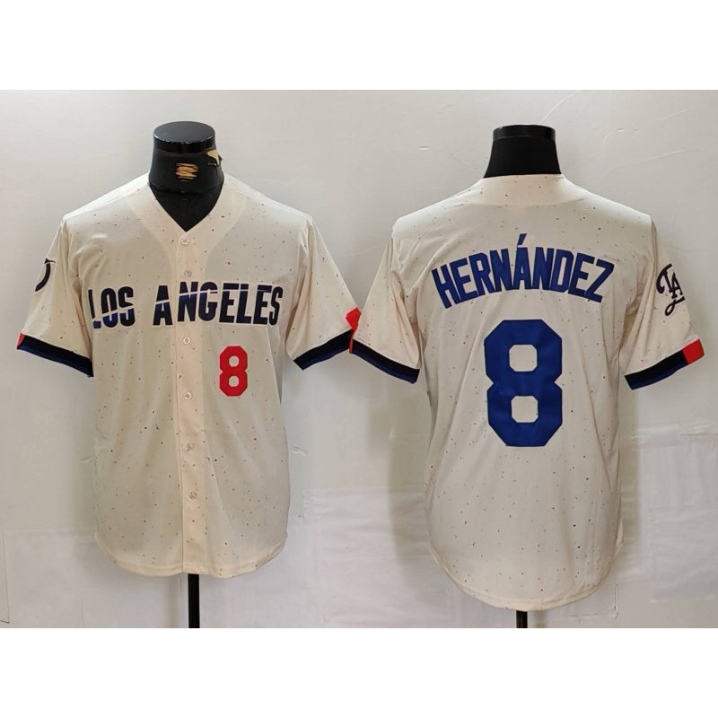 Los Angeles Dodgers #8 Kike Hernandez Number Cream JEROMEN 2024 City Connect Limited Stitched Jerseys