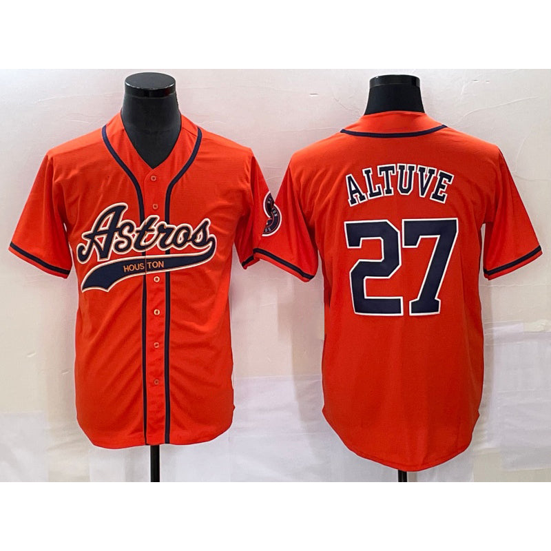 Houston Astros #27 Jose Altuve Orange JEROMEN With Patch Cool Base Stitched Jersey