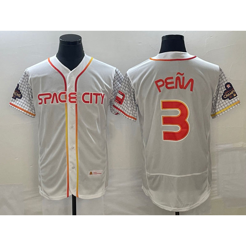 Houston Astros #3 Jeremy Pena Number White JEROMEN 2023 City Connect Flex Base Stitched Jersey
