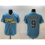 Milwaukee Brewers #9 Bob Uecker Powder Blue JEROMEN City Connect With Patch Cool Base Stitched Jersey