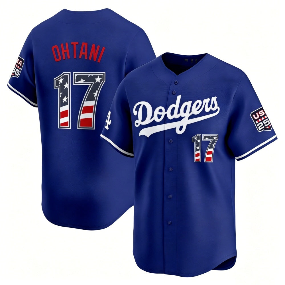 Los Angeles Dodgers #17 Shohei Ohtani Royal JEROMEN USA 250 Fourth of July Limited Stitched Jersey