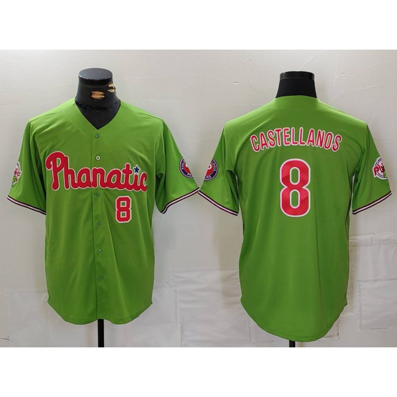 Philadelphia Phillies #8 Nick Castellanos Number Green JEROMEN With Patch Stitched Cool Base Jersey