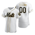 Custom New York Mets White JEROMEN Stitched Flex Base Golden Edition Jersey