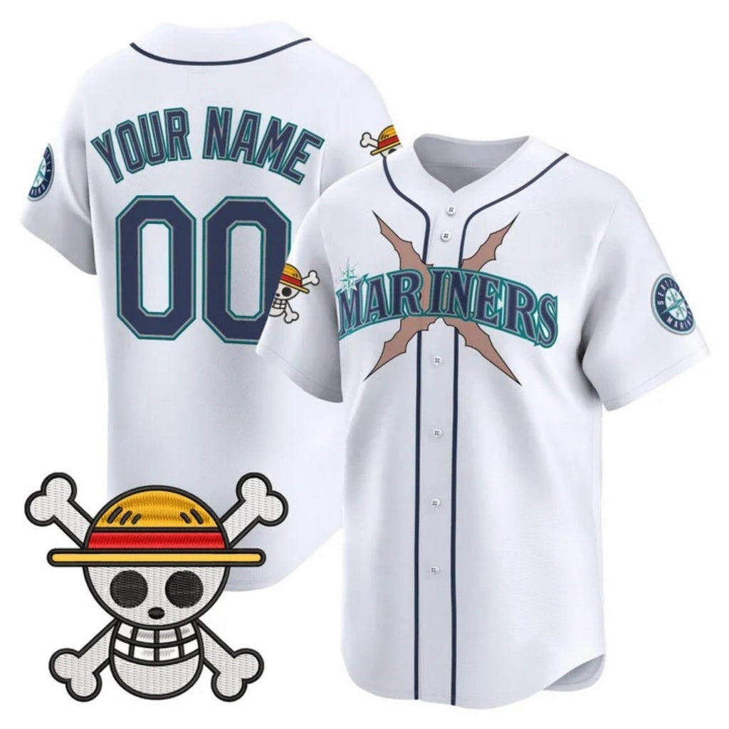 Custom Seattle Mariners x One Piece White JEROMEN Vapor Premier Limited Jersey - Stitched