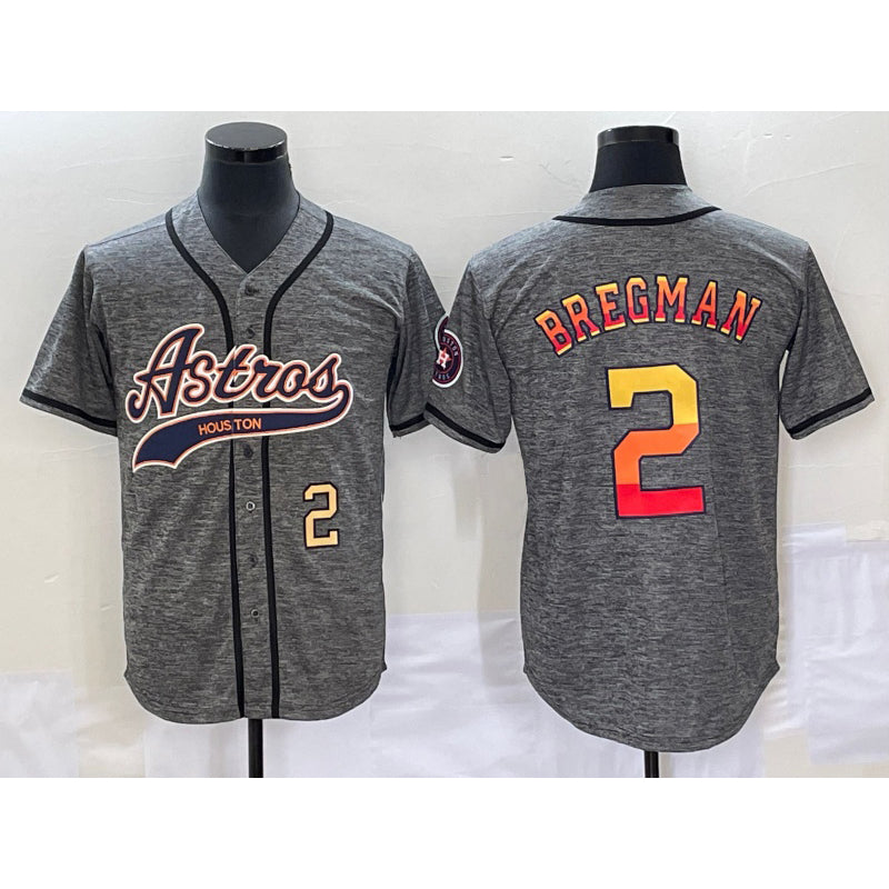 Houston Astros #2 Alex Bregman Number Grey JEROMEN Gridiron Cool Base Stitched Jersey