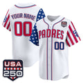 Custom San Diego Padres America 250 Edition Vapor Premier Limited White JEROMEN Stitched Jerseys