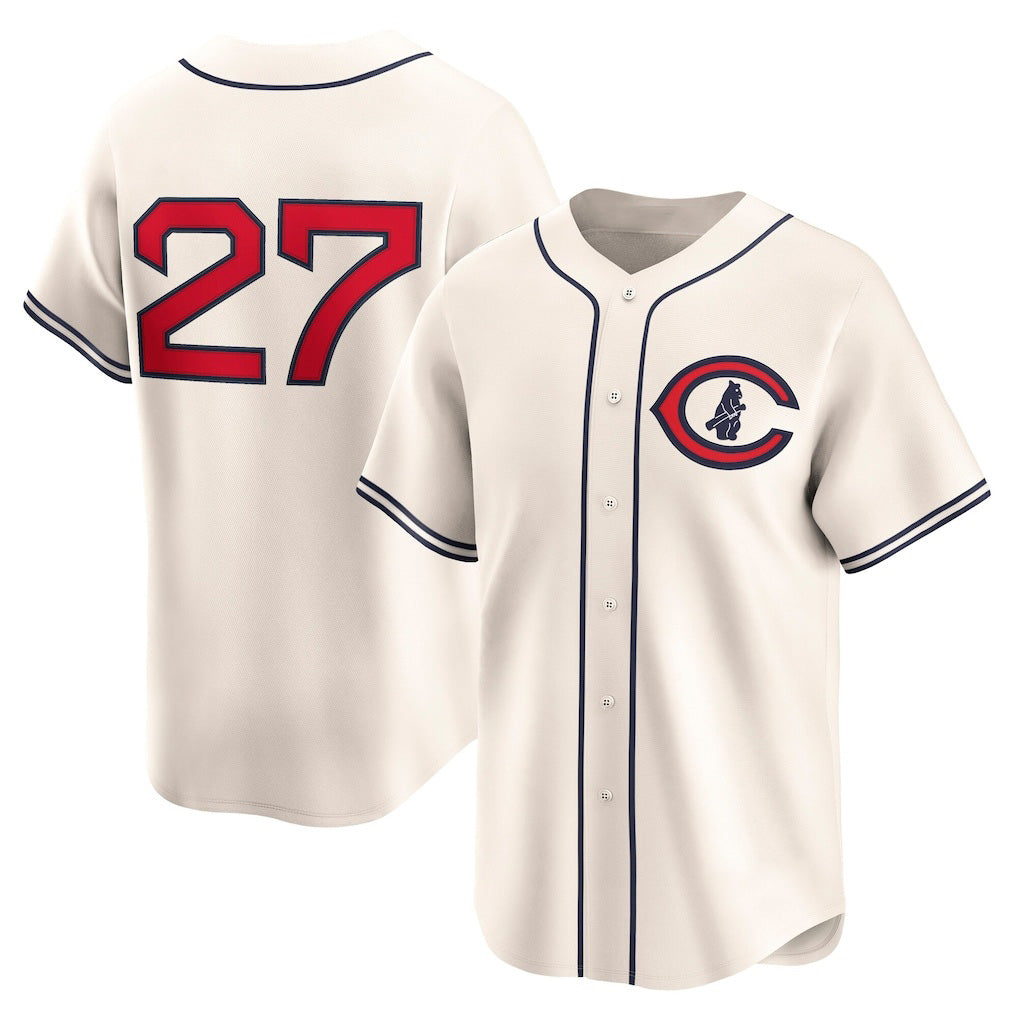 Chicago Cubs #27 Seiya Suzuki Cream JEROMEN Throwback Cooperstown Collection Limited Jersey