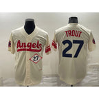 Los Angeles Angels #27 Mike Trout Number Cream JEROMEN 2022 City Connect Cool Base Stitched Jersey