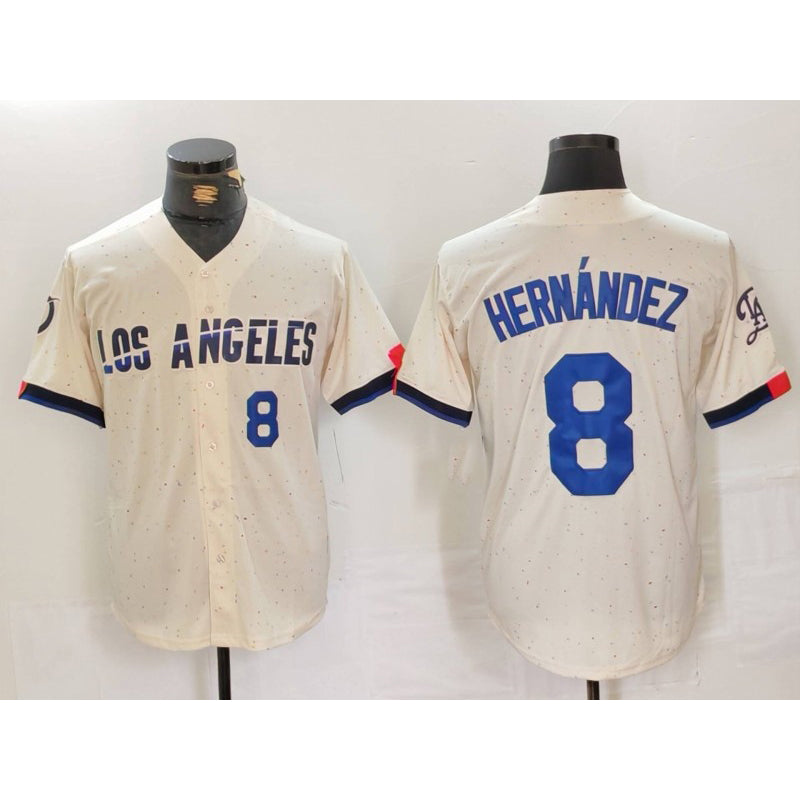Los Angeles Dodgers #8 Kike Hernandez Number Cream JEROMEN 2024 City Connect Limited Stitched Jersey 2