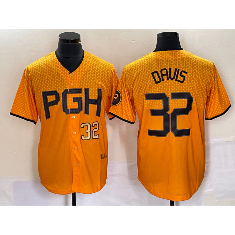 Pittsburgh Pirates #32 Henry Davis Number Yellow JEROMEN 2023 City Connect Stitched Jersey 3