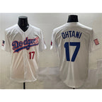 Los Angeles Dodgers #17 Shohei Ohtani White JEROMEN With American Flag Patch Limited Stitched Jersey
