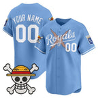 Custom Kansas City Royals x One Piece Blue JEROMEN Vapor Premier Limited Jersey - Stitched