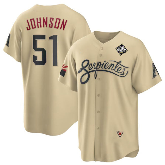 Arizona Diamondbacks #51 Randy Johnson Gold JEROMEN 2023 World Series City Connect Cool Base Stitched Jersey
