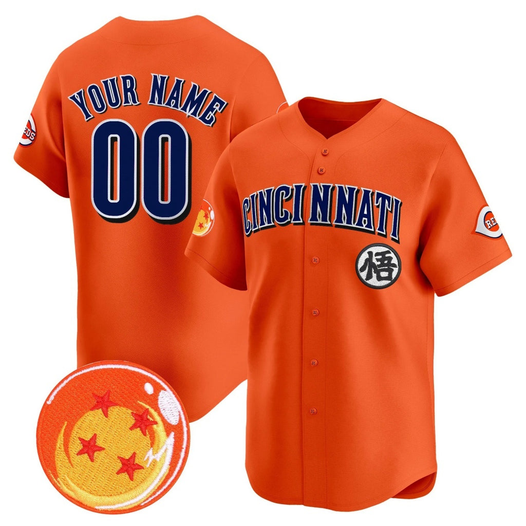 Custom Cincinnati Reds x Dragon Ball Orange JEROMEN Vapor Premier Limited Jersey - All Stitched