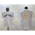 New York Yankees #2 Derek Jeter White JEROMEN Pinstripe Without Name Fashion Cool Base Jersey 2