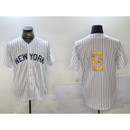 New York Yankees #2 Derek Jeter White JEROMEN Pinstripe Without Name Fashion Cool Base Jersey 2