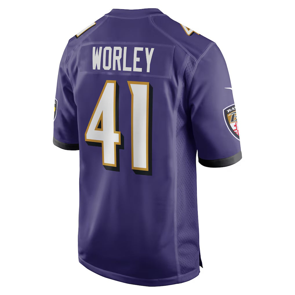 B.Ravens #41 Daryl Worley Purple JEROMEN Game Player Jersey