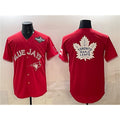 Toronto Blue Jays & Leafs Red JEROMEN 2025 World Series With White Leafs Logo Cool Base Stitched Jersey