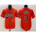 Houston Astros #3 Jeremy Pena Number Orange JEROMEN With Patch Cool Base Stitched Jersey