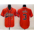 Houston Astros #3 Jeremy Pena Number Orange JEROMEN With Patch Cool Base Stitched Jersey