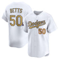Los Angeles Dodgers #50 Mookie Betts White JEROMEN 2025 Gold Collection Limited Stitched Jersey