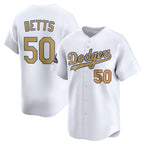 Los Angeles Dodgers #50 Mookie Betts White JEROMEN 2025 Gold Collection Limited Stitched Jersey