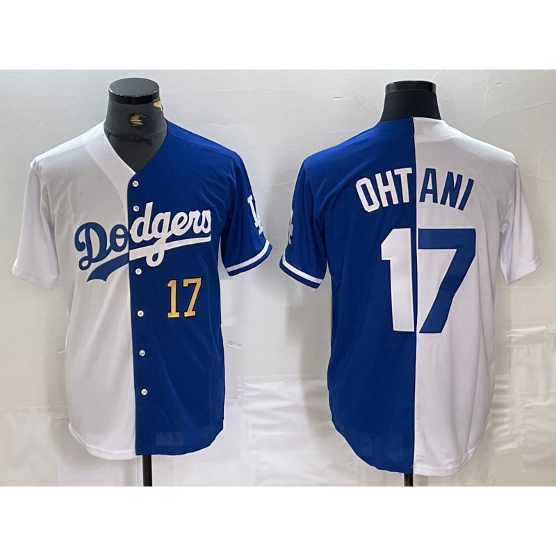 Los Angeles Dodgers #17 Shohei Ohtani Number White Blue JEROMEN Two Tone Stitched Jerseys