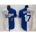 Los Angeles Dodgers #17 Shohei Ohtani Number White Blue JEROMEN Two Tone Stitched Jerseys
