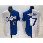 Los Angeles Dodgers #17 Shohei Ohtani Number White Blue JEROMEN Two Tone Stitched Jerseys