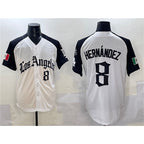 Los Angeles Dodgers #8 Enrique Hern¨¢ndez White Black JEROMEN Mexico 2025 LA Gothic Style With Fernando Patch Vapor Premier Limited Stitched Jersey