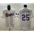 Texas Rangers #25 Jose Leclerc White JEROMEN 2024 Gold Collection Limited Cool Base Jersey
