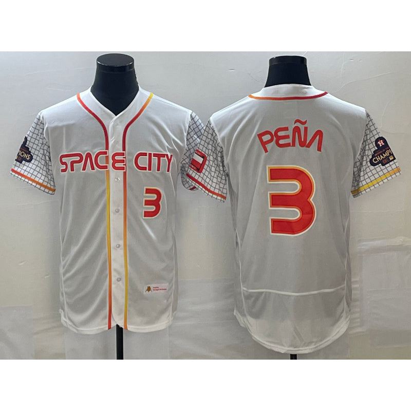 Houston Astros #3 Jeremy Pena Number White JEROMEN 2023 City Connect Flex Base Stitched Jersey 3