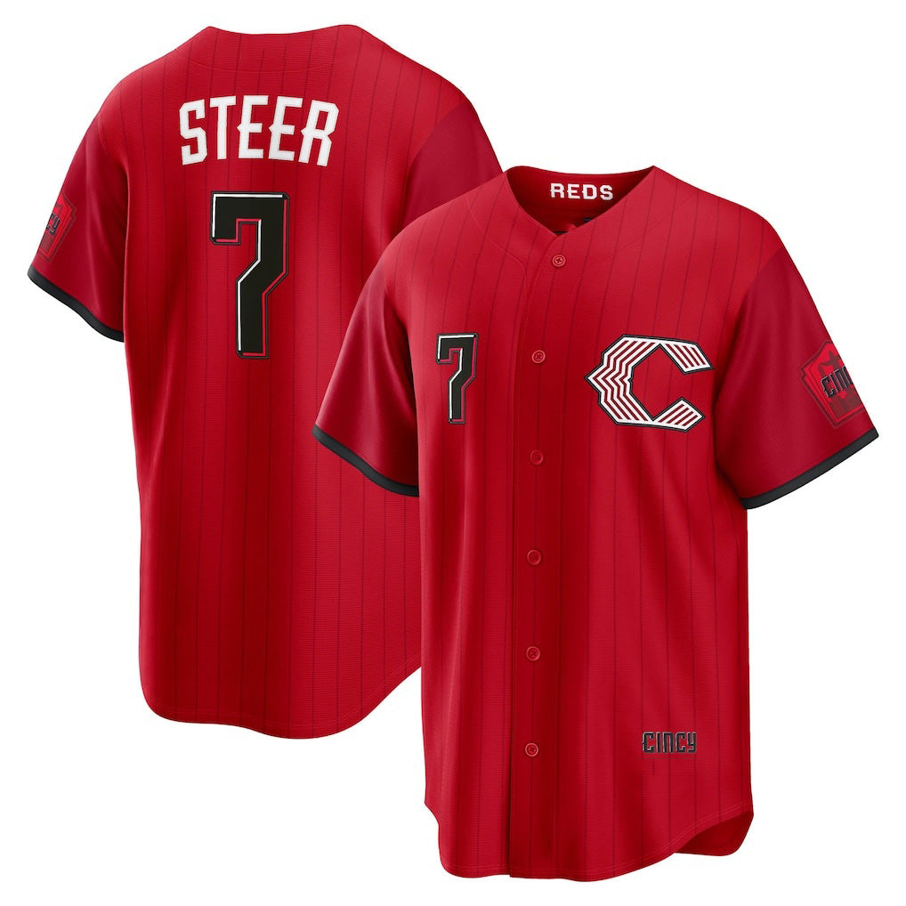 Cincinnati Reds #7 Spencer Steer Red JEROMEN 2026 City Connect Stadium Jersey