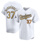 Los Angeles Dodgers #37 Teoscar Hernandez White JEROMEN 2025 Gold Collection Limited Stitched Jersey