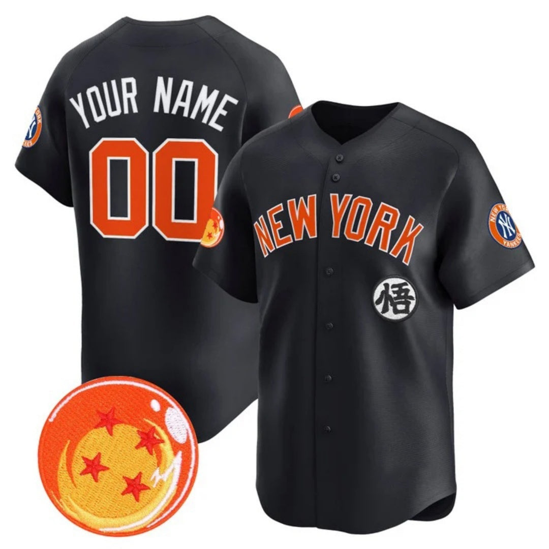 Custom New York Yankees x Dragon Ball Navy JEROMEN Vapor Premier Limited Jersey - All Stitched